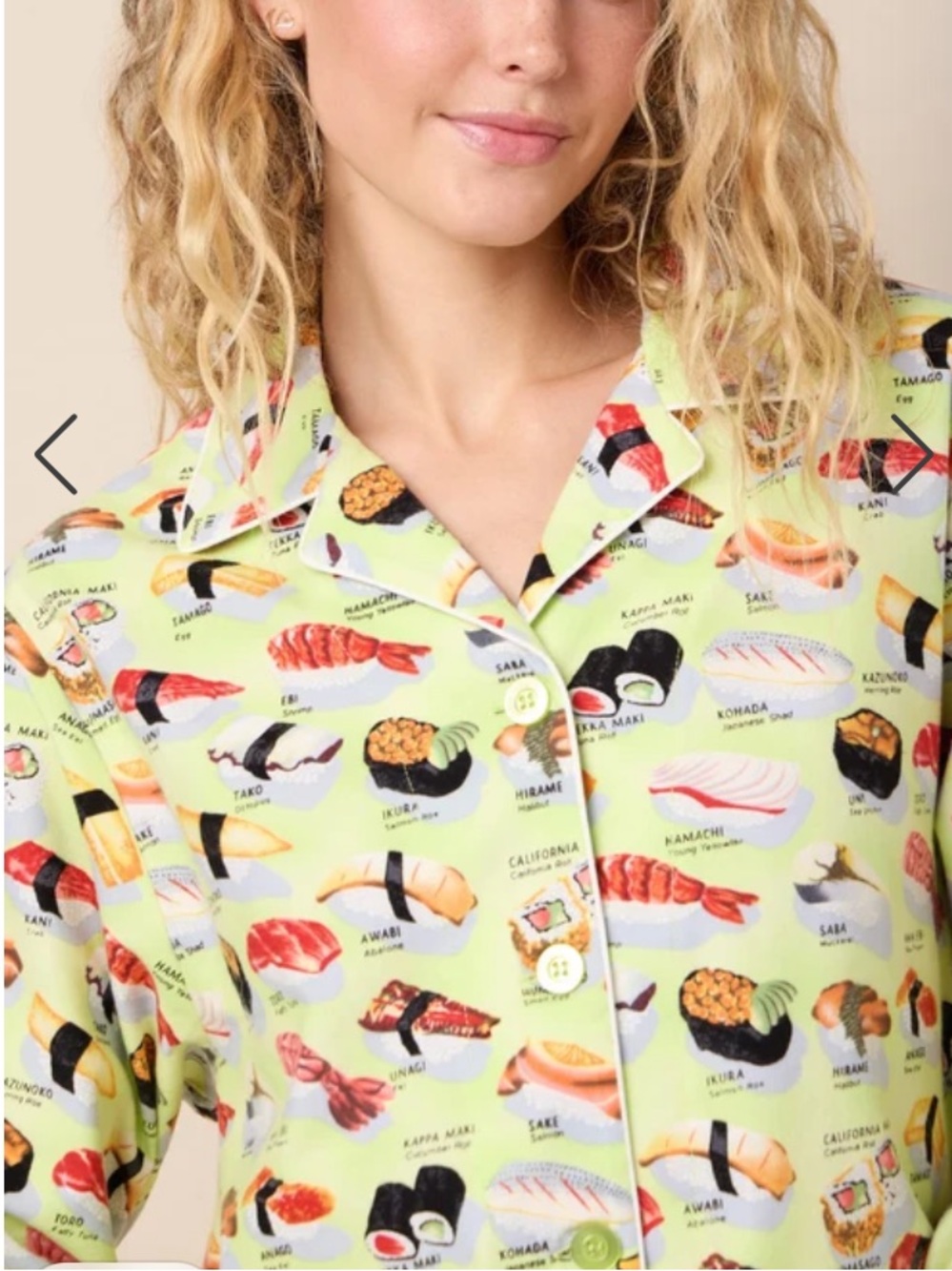 The Cat’s Pajamas Set Sushi Wasabi Flannel M